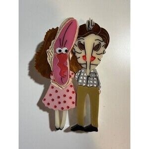 Barbara and Adam Brooch - Daisy Jean Floral BEETLEJUICE Acrylic Pin NO BOX/TAG